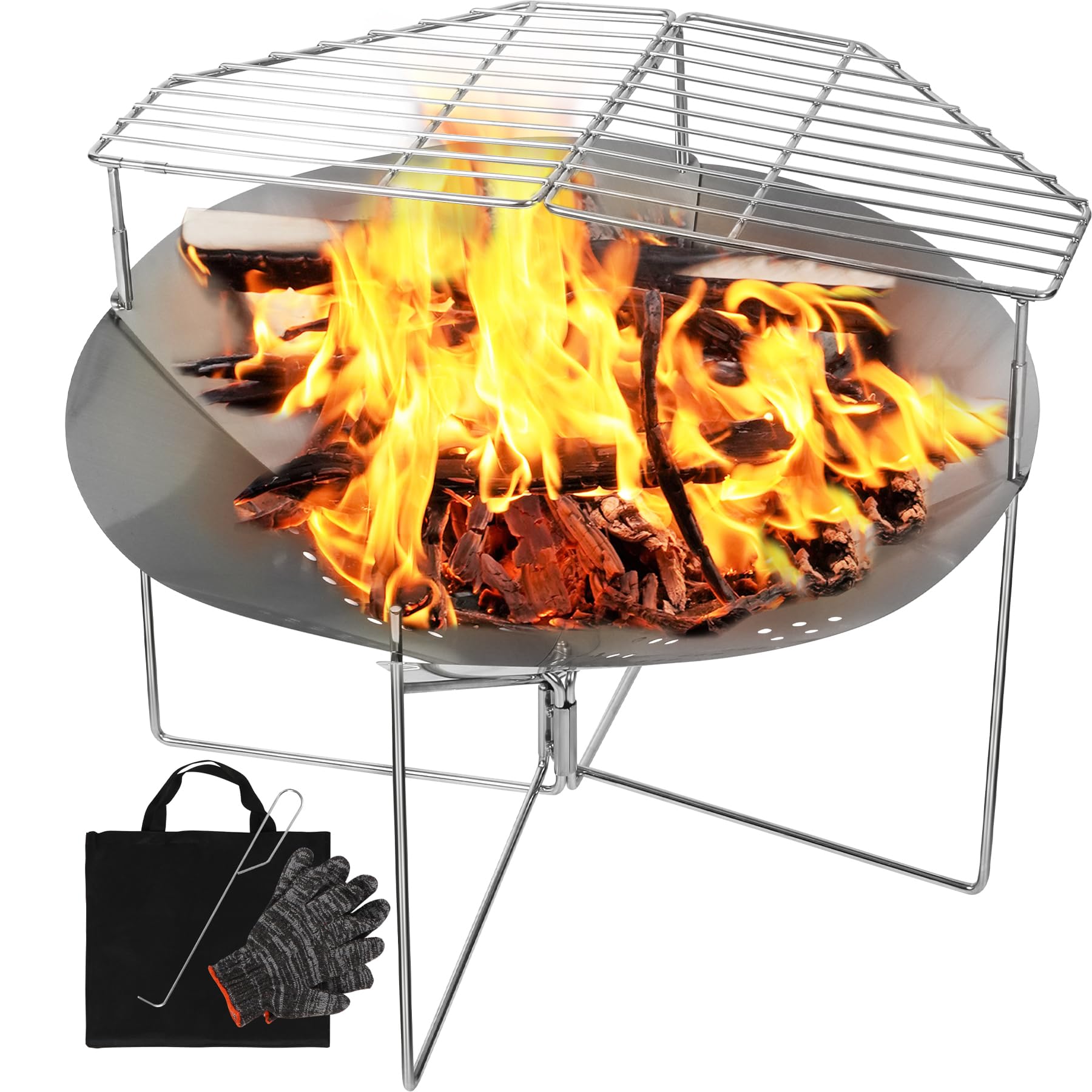 Amazon.com : REDCAMP Portable Fire Pit for Camping, 20 inch